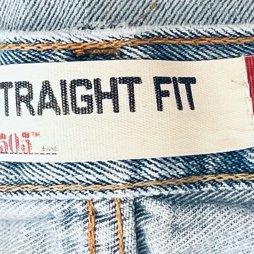 Levis 505 Jeans‎ Mens 38x32 Medium Wash Straight Fit Denim Work Grunge Thrashed